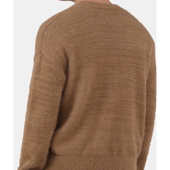 No Boundaries Mens Fuzzy Relaxed Long Sleeve Cardigan Sweater Brown Clay Size M - Picture 6 of 7